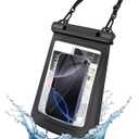 Large Waterproof Phone Pouch - [Oversized] [Floating] Water Proof Pouch for iPhone Galaxy Google and More, IPX8 Waterproof Dry Bag for Beach Vacation Belongings Clear Black (Extra Large (Up to 10.5"))