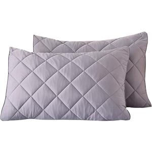 evoLive Elastane Cooling Diamind Quilted Standard, Full/Queen Sham 20"x26" Set of 2 with Envelope Closure (Grey, 20"x26" Standard)
