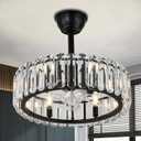 FRIXCHUR Crystal Caged Ceiling Fan with Lights and Remote 20.7 Inch Black Fandelier Semi Flush Mount 6 Speed Reversible Chandelier for Dining Bedroom Living Room Kitchen E12 x 6 Bulbs Not Included