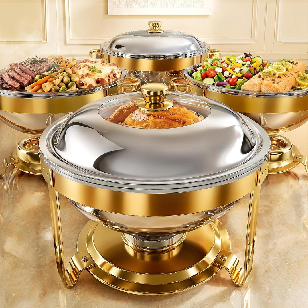 Chafing Dishes for Buffet 4 Pack, 7QT Food Warmers for Party with Glass Lid