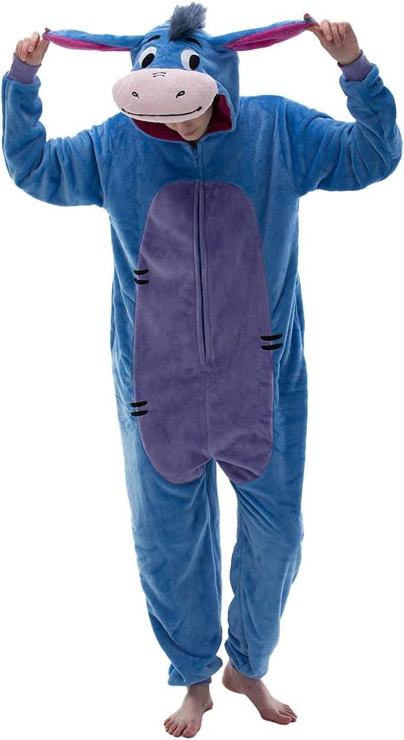 COSUSKET Snug Fit Unisex Adult Onesie Pajamas, Flannel Cosplay Animal One Piece Halloween Costume Sleepwear Homewear (Medium, Blue)