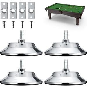 4 PCS Heavy Duty Billiard Table Leg Levelers, Adjustable Height 5 Inch Metal Leveling Feet, Furniture Leveling Risers with PE Base for Pool Table, Soccer Table, Air Hockey Table