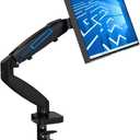 Single Monitor Arm Mount for 13-32 Inch Screens | Gas Spring Adjustable Stand VESA 75x75/100x100, Clamp & Grommet Base, Holds Up to 20 lbs LCD Monitors, Ergonomic Desk Mount