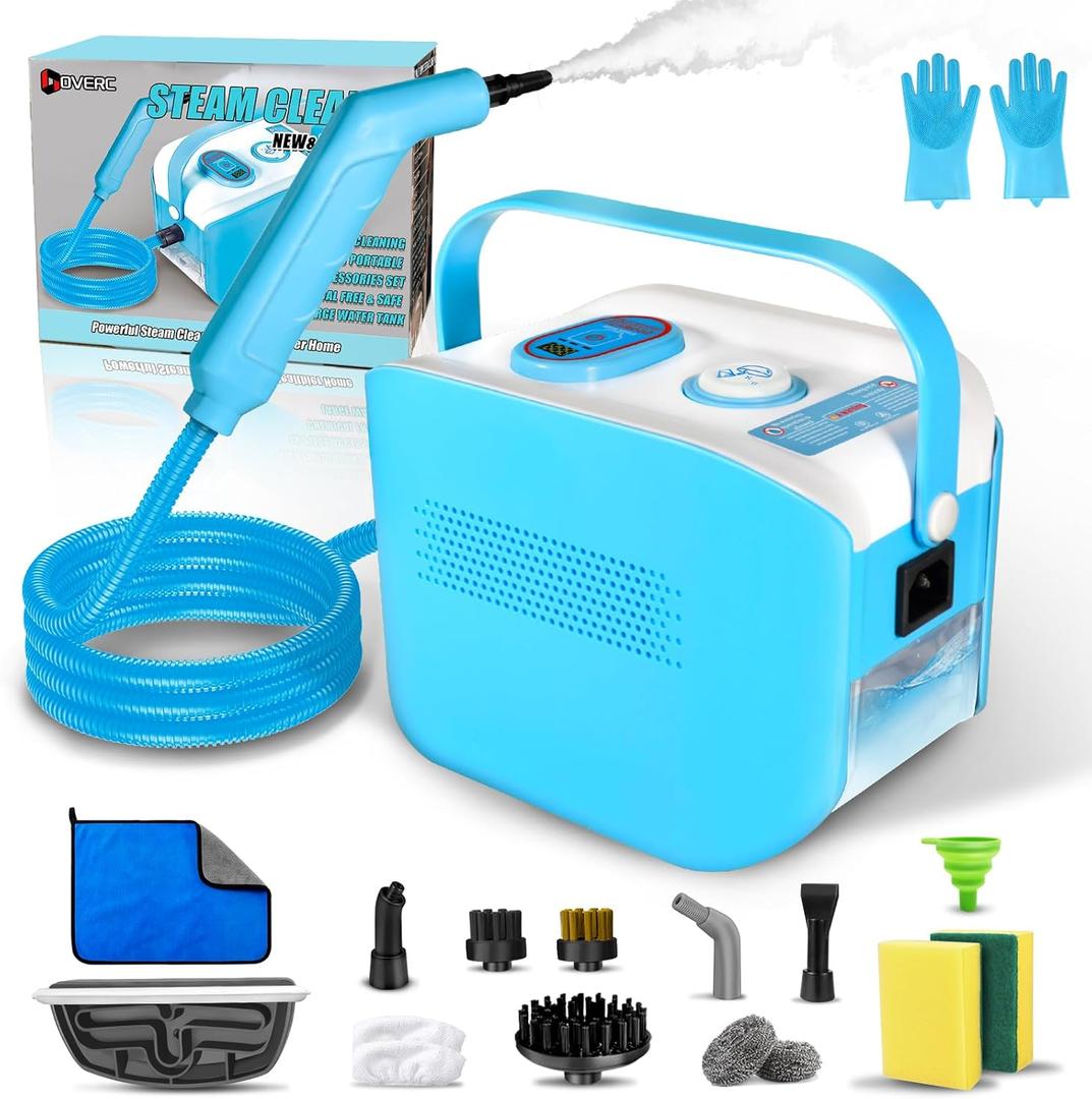 Handheld Steam Cleaner for Home, 10s Heat-Up/2.1 Qt Tank/4.5BAR High Pressure Hand held Steamer for Cleaning, 3 Level Pressurized Portable Steam Cleaner for Car Detailing, Bed Bugs, Blue, Tile, Grout