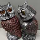 Hedoc 2 Pack Fake Owl Decoys to Scare Birds Away, Rotating Head Bird Deterrents, Nature Enemy Scarecrow Plastic Statues, Pest Repellent for Gardens and Patios (10+11 Inch)