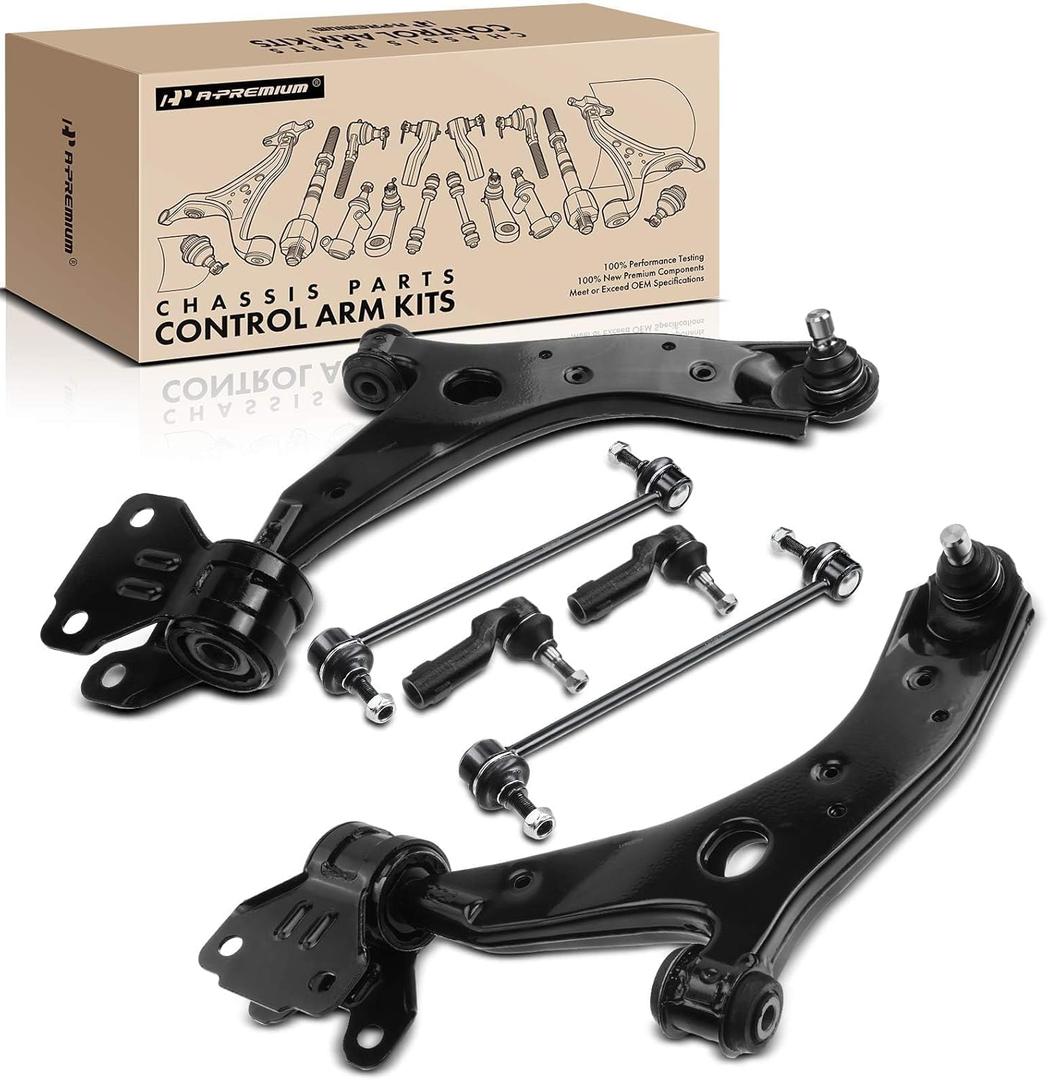 A-Premium Set of 6, Front Lower Control Arm, Sway Bar Link, Outer Tie Rod End, Compatible with Mazda 3 Mazdaspeed 2007 2008 2009, L4 2.3L, Turbocharged Only