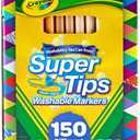 Crayola Super Tips Marker Set (150ct), 2in1 Fine Point & Broad Line Markers for Kids, Gifts for Kids, Colored Markers for Coloring Books, 3+