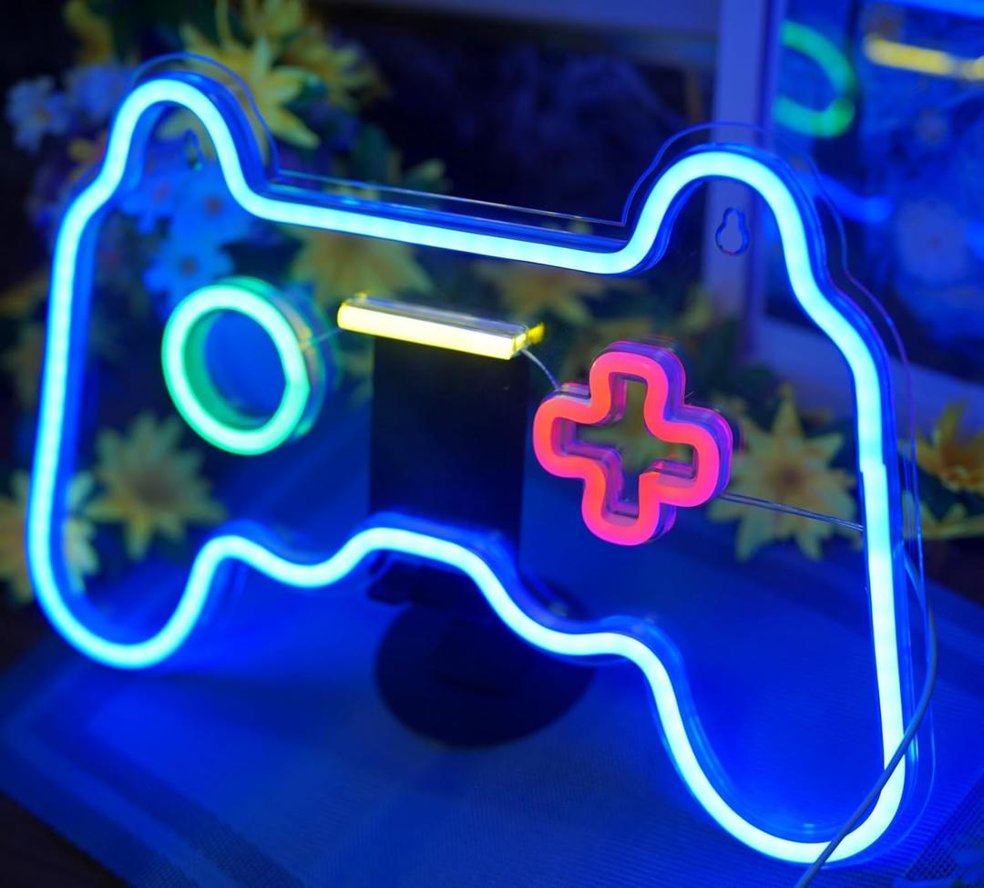 Neon Signs - 16''x11'' Gaming Lights LED Signs for Game Room Decor, PlayStation, Bedroom, Party Dcor