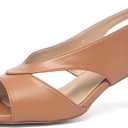 NEWBELLA Women's Square Toe Heeled Sandals - Slingback Strap Dress Shoes for Work Commute & Summer Outfits