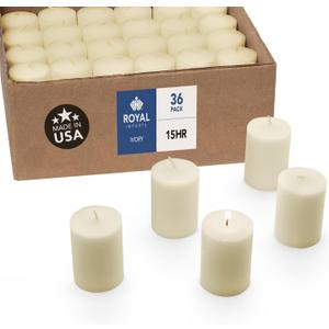 Royal Imports Votive Candle, Unscented Wax, Box of 36, for Wedding, Birthday, Holiday & Home Decoration (15 Hour) by Royal Imports (36, Ivory)