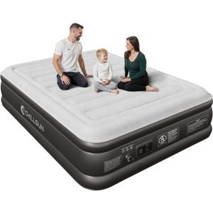 CHILLSUN 2026 Upgraded Queen Air Mattress with Built in Pump, 3 Mins Quick Self-Inflation Blow Up Mattress, Flocked Top Inflatable Mattress, Leak-Proof Airbed for Camping Guests and Home