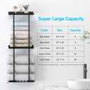 Towel Rack for Bathroom, Wall Mounted Vertical Rolled Towel Storage Organizer Holder with Shelf, Holds Up 6 Large Bath Sheets, Black Large Size