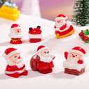 6 Pcs Mini Christmas Figurines Resin Mini Santa Claus Different Shapes 3D Figurines Ornaments for Home School Office Table Decoration Christmas Holiday Party Supplies (Styl3)