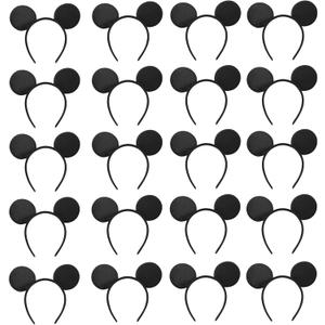 20 PCS Mouse Ears Headbands for Birthday Party Theme Park Costume Play Celebration for Boys and Girls (Black)