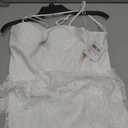 Juniors' Tiered Mini Corset Dress W/Lace Center, Back Zipper & Straps - Casual Daytime Spring & Summer Wear (White, L)- 13