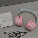 Bluetooth Kids Headphones, Cat Ear LED Light Up Kids Wireless Headphones, Bluetooth 5.1&Stereo Sound, Foldable, Adjustable Headband, Children Headphone with Microphone for School/Tablet (Pink)