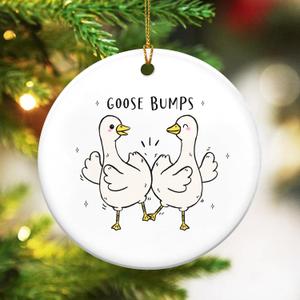 TEEZWONDER Silly Goose Ornament Christmas Decorations - Ceramic Animal Christmas Ornaments - Silly Goose Gifts for Women Friends, Funny Secret Santa Gifts for Coworker, White Elephant Gift Ideas