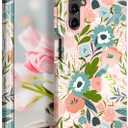 Hocase for Galaxy A15 5G Case, Heavy Duty Shockproof Protection Soft Silicone Rubber Bumper+Hard Plastic Hybrid Protective Case for Samsung Galaxy A15 5G (6.5") 2024 - Pink Flowers