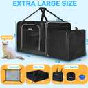 Side Expandable Extra Large Cat Carrier with Litter Box, Black, 24"L x 17"W x 17"H