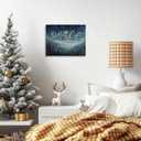 5 x RLTXBUK O Holy Night Christian Christmas Wall Art Decor, Christian Christmas Wall Decor, Religious Starry Night Mountain Forest Bible Verse Framed Canvas Prints Posters for Home Bedroom, 14x11 Inch