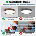 Dimmable LED Ceiling Light, 20 Inch 48W with Remote Control, 3000K-6500K,Round Walnut Color Flush Mount Ceiling Light，Modern Wood Grain Lamp, Suitable for Entryway, Bedroom and Living Room., 19.7 inches