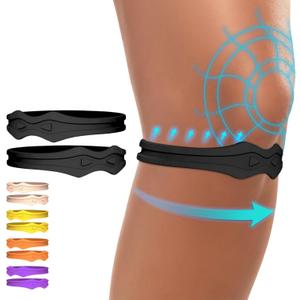 Fit Geno Knee Strap Patella Support: Knee Band for Patellar Tendon Pain Relief - Knee Brace for Tendonitis Jumpers Running Sports Basketball Men Women 2 Packs (Black)