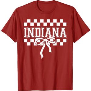 Indiana Coquette Bow Checkered Design for Women Girls Kids T-Shirt, Size: Sma