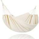 SUNCREAT Camping 2 Person Canvas Hammock, Double Travel Hammock, 475 lbs Capacity, Natural (X-Large, Beige)