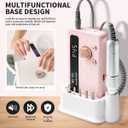 Electric Nail File Professional Kit - 45000RPM Portable Nail Drill Electric File with 11 Bits & BaseLED ScreenUltra-Silent, Rechargeable Nail Drills Machine for Acrylic Nails Gel Polishing (Pink)