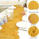 10 Pack Cheesecloth Table Runner 20 x 120 inch Long Boho Gauze Table Runners 10FT Semi Sheer Table Runner for Wedding Decor, Baby Shower, Birthday Party, Banquet (Gold)