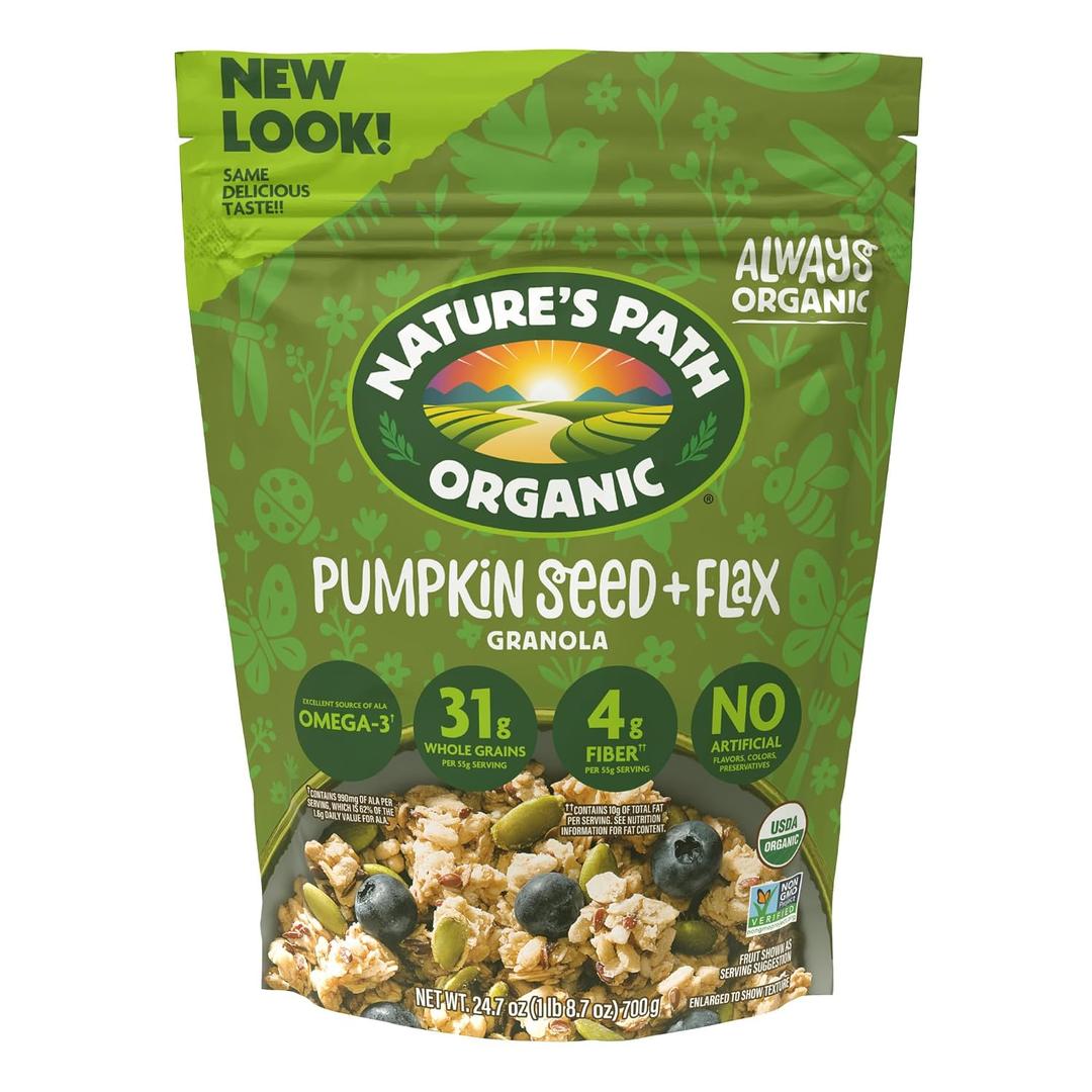 Nature's Path Organic Pumpkin Seed + Flax Granola, 24.7 oz (Pack of 6), Non-GMO (EXP 12/27/26)