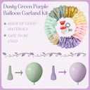 Amandir 173Pcs Dusty Green Purple Pink Balloon Arch Garland Kit, Lavender Pastel Blush Pink Yellow Mist Green Gold Confetti Balloons for Easter Shower Wedding Tea Wildflower Birthday Party Decorations