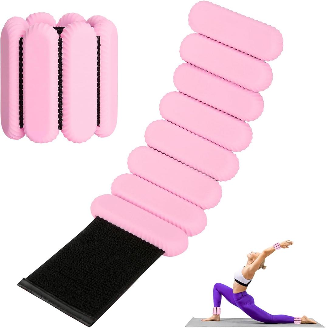 Wrist Ankle Weights for Women, Adjustable Ankle Weights Strength Training Silicone Bracelets Workout Wrist Ankle Weights for Men Women Yoga Running Dance Ankle Arm Leg Weights (2lb) (Pink)