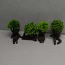 MAKHOT 4PCS Cute Artificial Mini Succulent Plants with Creative Human Shaped Pots, Small Fake Plants for Shelf Desk Tabletop Office Home Decoration(Black)
