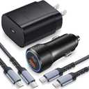 Super Fast USB C Car Charger, Bangfun 25W Type C Fast Charging Block/ Car Charger Adapter for Samsung Galaxy S22/ S21/ S20 Ultra/ S10, Note 20/ 10, A71/ Z Fold 3 with 2X 6.6ft USB C to C Cable (Black)