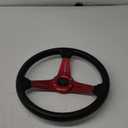 RASTP Universal Racing Steering Wheel 13.8/350mm 6 Bolts Grip Vinyl Leather & Aluminum with Horn Button for Car -Red