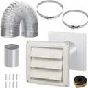 Dryer Vent Kit Through Wall with Hose/Duct Connector/Wall Plate,3 Inch Dryer Vent Hose Connector Ducting Kit for Bathroom Exhaust Fan Ventilation,Ceiling Washer Air Circulation