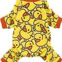 Fitwarm Funny Duck Dog Pajamas, Dog Winter Clothes for Small Dogs Girl, Lightweight Velvet Pet Jumpsuit, Cat Onesie, Yellow, Small