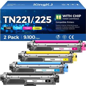 TN225 Toner Cartridges Replacement for Brother TN-221 TN 225 TN-225 High Yield Toner Cartridge for MFC-9130CW MFC-9140CDN HL-3140CW HL-3150CW HL-3170CDW Printer ( 5 Pack)