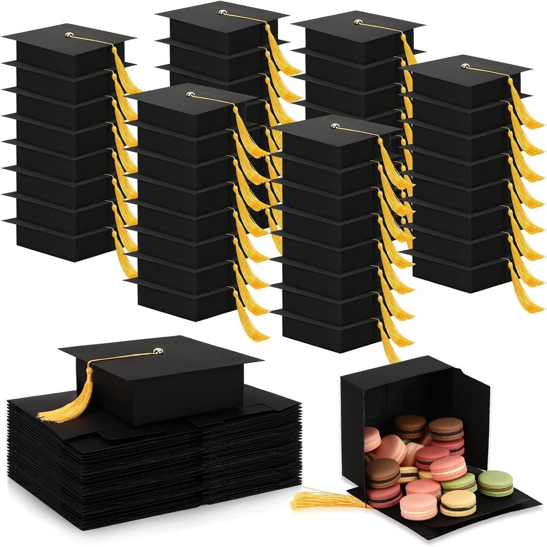 Kolldenn 48 Pack Mini Graduation Cap Gift Box 2.9 x 2.95 Inch Class of 2026 Graduation Party Favors Gift Boxes with Tassel for High School College Graduates Candy Chocolate Cash Checks