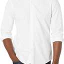 Amazon Essentials Men's Slim-Fit Long-Sleeve Oxford Shirt (Large, White)