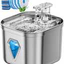 Rantizon Cat Water Fountain with 5 Filters, 74oz/2.2L Stainless Steel Pet Water Fountain Dog Water Dispenser, Water Fountain for Cats Inside with Quiet Pump