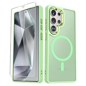 for Samsung Galaxy S25 Ultra Case, Matte Magnetic Phone Case  Support for Magsafe, Translucent Frosted Shockproof Protective Cover for Samsung Galaxy S25 Ultra, Mint Green