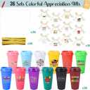Skylety 36 Sets Teacher Appreciation Gift Bulk Thank You Coffee Cups Graduation End of Year Appreciation Gift for Teacher's Week, Assistant Plastic Coffee Cup with Lid and Bow Card(Lovely)