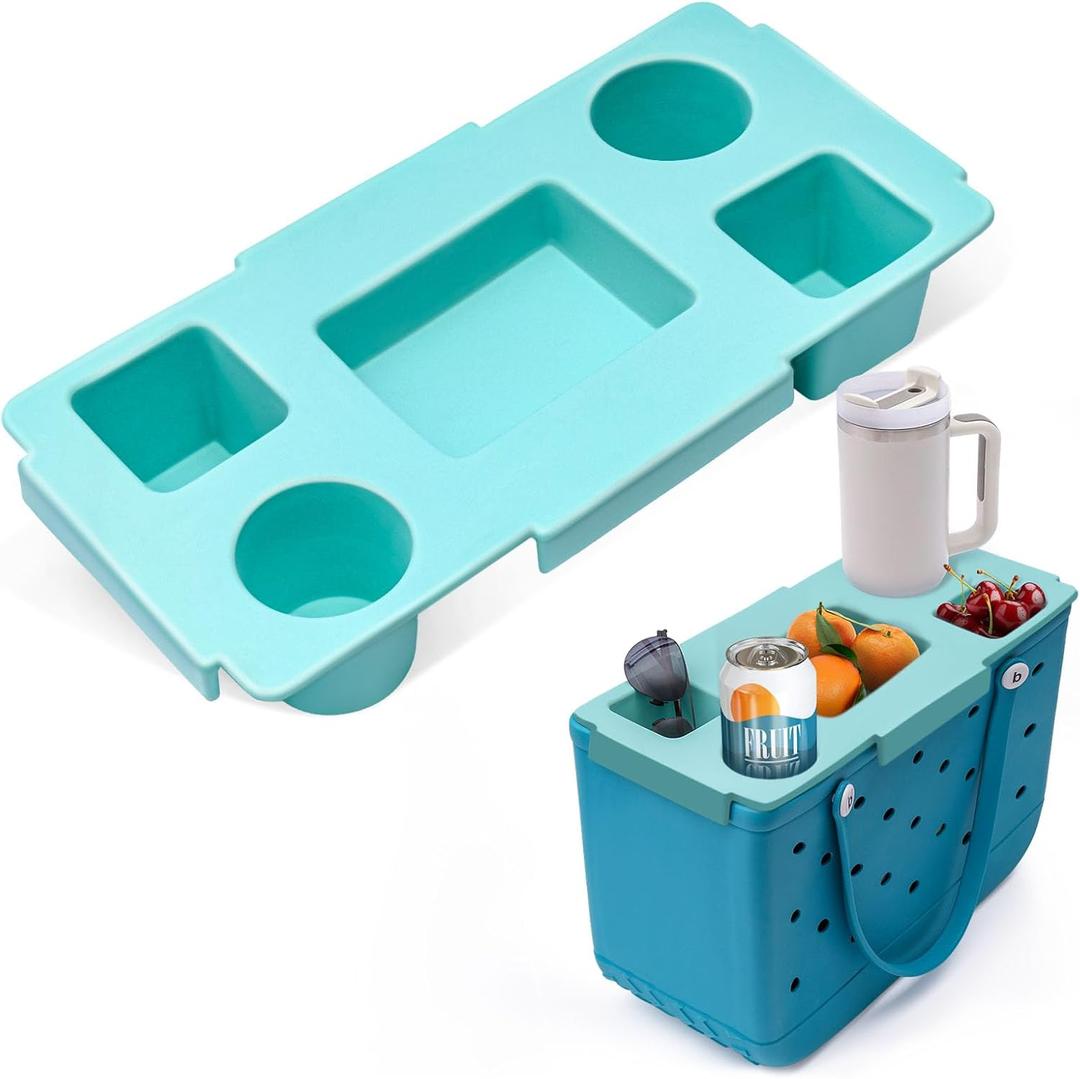 Organizer Tray Top for Bogg Bag X-Large - Cup Holder & Snack Tray Topper - Fit for Stanley Cup - EVA Material is Water-Resistant - Tabletop Insert for Outdoor Beach Travel - Easy to Clean