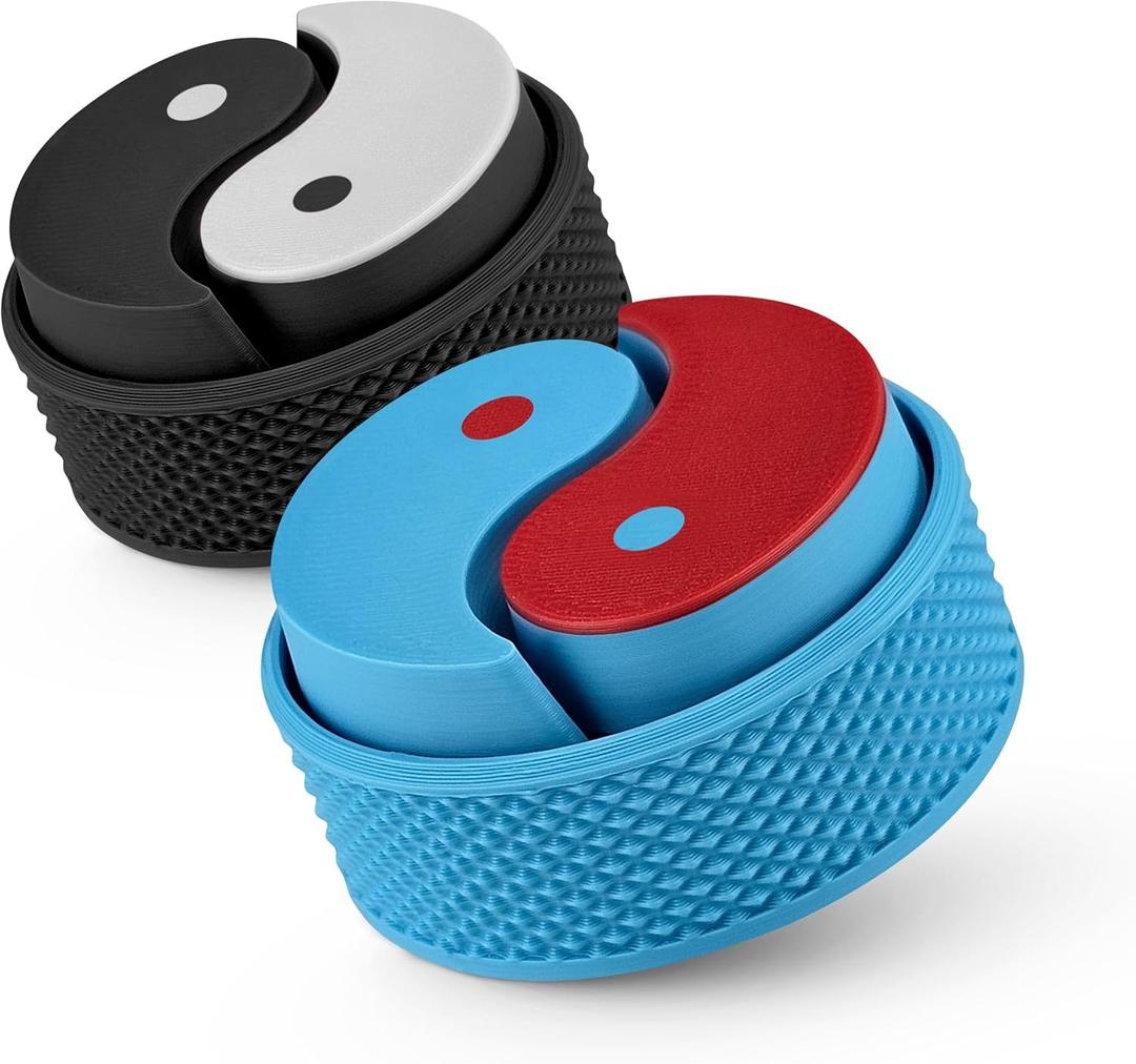 Yin Yang Fidget Clicker Toy with Satisfying Click, 2-Pack with Lanyard, Black and Blue, Reduce Stress & Anxiety