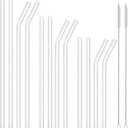 12 Pcs Reusable Glass Straws - For Smoothies, Shakes, Coffee, Juice, Cocktails