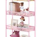 TOOLF 4-Tier Slim Rolling Cart, Metal Storage Cart with Wooden Tabletop and Mesh Baskets for Narrow Space on Kitchen Bathroom Laundry Room Bedroom Apartments Dormitory