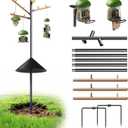 LONA Heavy Duty Bird Feeder Pole - 105 Inch Adjustable Height with 0.9-Inch Dia Bird House Pole Mount Kit for Outdoors, Squirrel Proof Baffle, 5-Prong Base, Bird Feeder Stand for Hanging Feeders