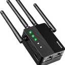 WiFi Extender, WiFi Booster, Cover up to 12880 sq.ft & 105 Devices, 1200Mbps Wall-Through Strong WiFi Booster, Dual Band 2.4G and 5G, with Ethernet Port & AP Mode, 4 Antennas 360 Full Coverage